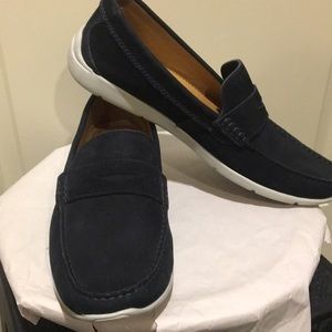 Mercanti Fiorentini mens Navy Suede slip on Loafers made in Brazil size 10